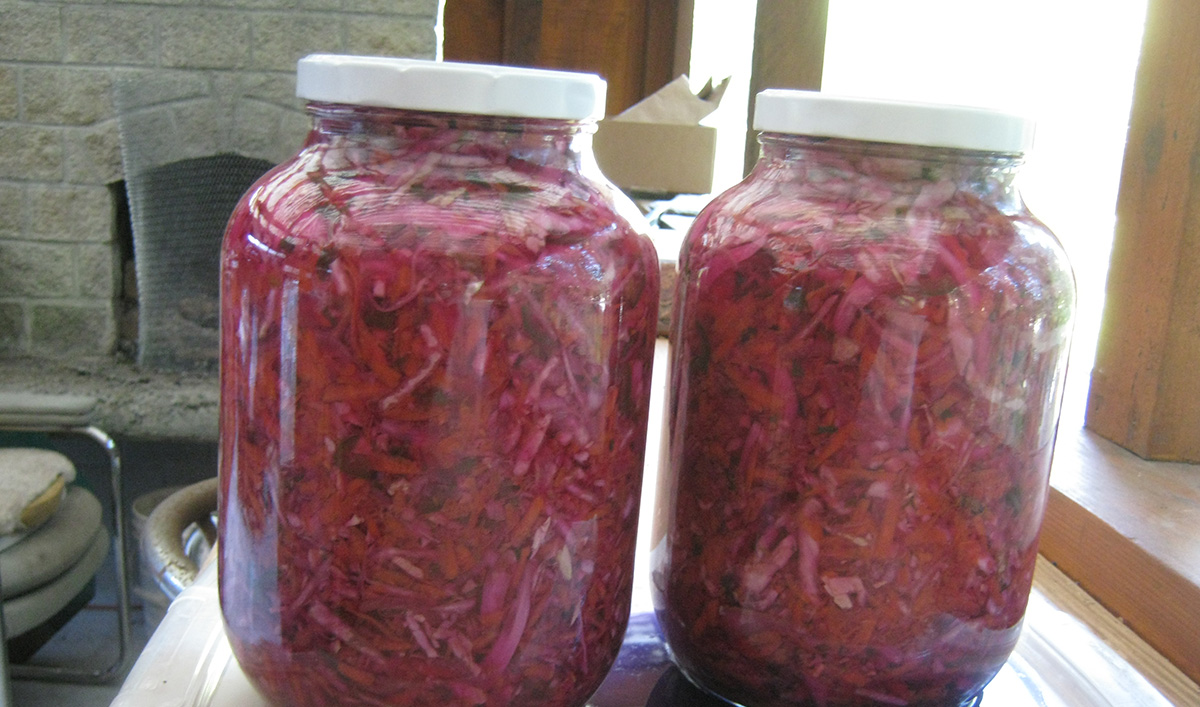 two gallons of fermented vegetables